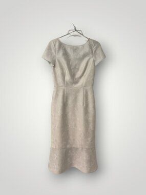 NWT Kay Unger white cocktail midi sheath dress size 4